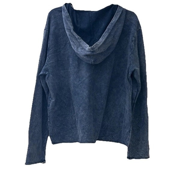 T.La By Anthropologie Quarter Zip Hoodie Women's Size L Washed Blue Pullover - Picture 2 of 8